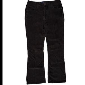 Black corduroy low rise bootcut‎ pants